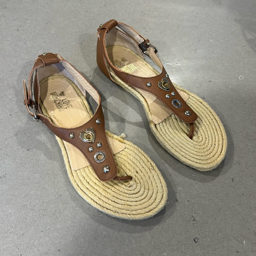 Love Moschino brown espadrille sandals